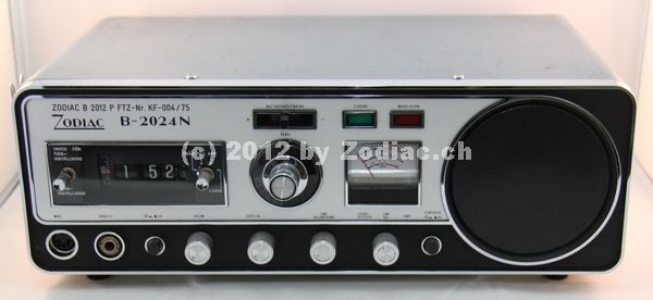 Zodiac B-2024N
Typ:CB-Gerät
Frequenz:27.005-27.135 MHz
Kanäle:12
Modulationsart:AM
Leistung: 0.5 W
Hergestellt ab:1975
Sonstiges: Hersteller Uniden 
Schlüsselwörter: Zodiac B-2024N