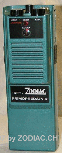 Zodiac Iret P-36
Typ:CB-Gerät
Frequenz:27 MHz
Modulationsart:AM
Kanäle:6
Leistung:2 Watt
Hergestellt ab: 	1976

Schlüsselwörter: Zodiac Iret P-36