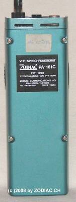 Zodiac PA-161C Rückseite
Typ:VHF-Gerät
Frequenz:146 - 174 MHz
Modulationsart:FM
Kanäle:6
Leistung:1 / 2,5 Watt
Hergestellt ab: 1976 
Schlüsselwörter: Zodiac PA-161C Rückseite
