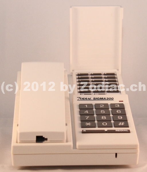 Zodiac Sigma 300
Telefon mit 20 Speicherplätze
Schlüsselwörter: Zodiac Sigma 300