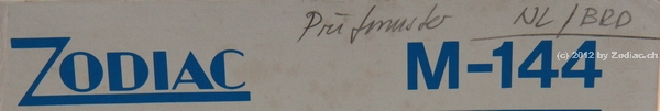Zodiac M-144 Prüfmuster NL/BRD  Detail
Typ:CB-Gerät
Frequenz:26.965-27.405 MHz
Kanäle:40
Modulationsart:FM
Leistung:4 Watt
Hergestellt ab:1987
Sonstiges: Prüfmuster NL/BRD 
Schlüsselwörter: Zodiac M-144 Prüfmuster NL/BRD  Detail