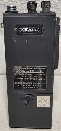 Zodiac PA-2012 VHF-Handfunkger�t f�r die Jagd und Betriebsfunk, R�ckansicht